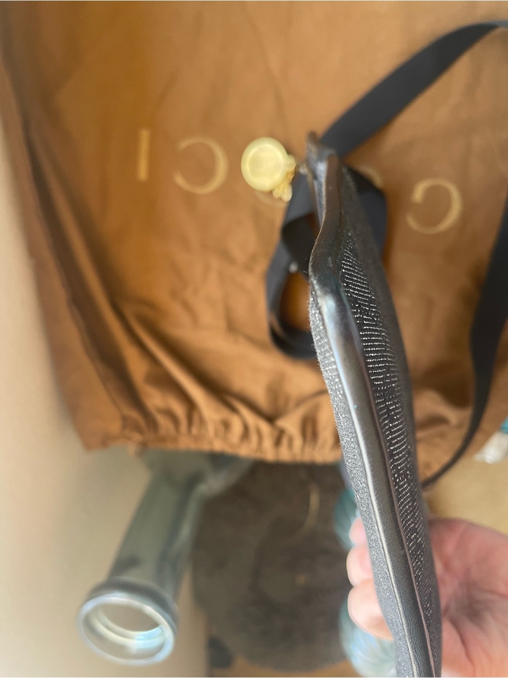 Gucci Black GG Supreme Crossbody Bag with Gold Charm - Picture 14 of 16